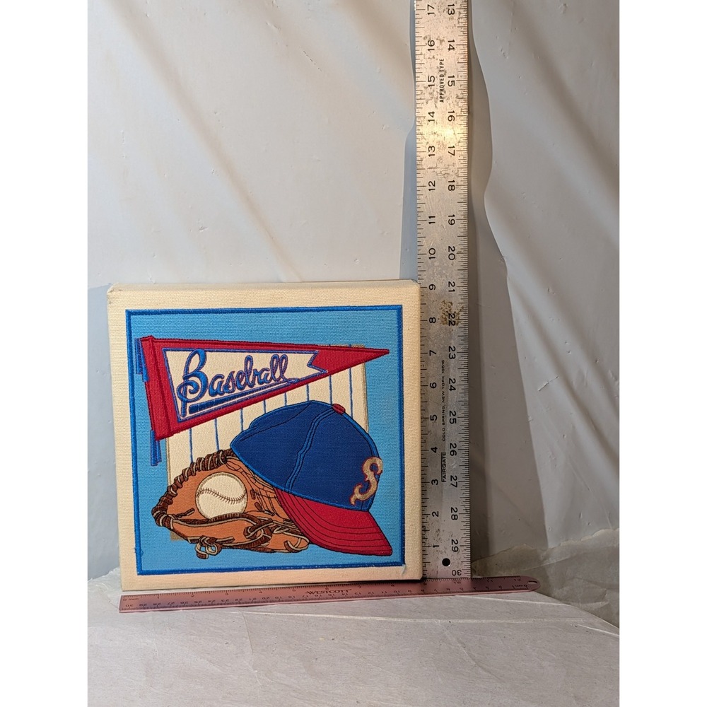 Seattle Mariners Embroidered Canvas Wall Art Baseball Hat Glove Pennant 12x12 - Picture 6 of 9